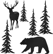 6 Pieces Metal Wall Art Deer Bear Pine Tree Wall Decor Hanging