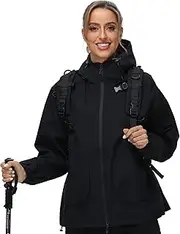 [romansong] Women Rain Jacket with Adjustable Hood Fashion Lightweight Raincoat Waterproof Soft Shell Windbreaker