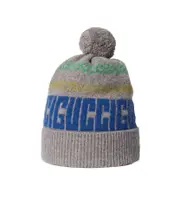 intarsia-logo beanie hat L Grey/Blue