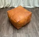 Relaxinng Square Moroccan Leather 30'' Footstool Pouffe Handmade Genuine