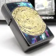 Gold Dragon Engraved Shell Inlay Black Zippo Oil Lighter 2017 MIB Rare