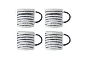 4PK Mikasa Stoneware Coffee Mug Tea Espresso Milk Cup Drinkware 390ml Stripe