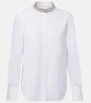 [McQueen] McQueen Crystal-embellished cotton shirt AU 8 white