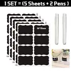 40 Jar Labels Stickers Black Labels Chalk Pen Kitchen Pantry Spice Herb AU Stock