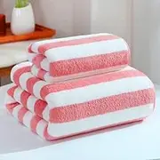 zolyet Adult Bath Towel Absorbe Body Wrap Facial Ha Shower Towel Large B Towel 75cm x 35cm, Strip Pink