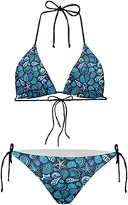 [Dajingkj] Bikini Sets for Women High Waisted Sexy Thong Micro Bikini Swimsuit Summer Beach Triangle Bikini Top Thong Two Piece
