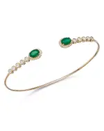 Bloomingdale's Fine Collection Emerald & Diamond Cuff Bangle Bracelet in 14K Yellow Gold