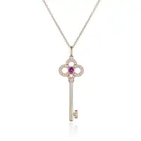 在飛比找Yahoo!奇摩拍賣優惠-Tiffany/蒂芙尼鑰匙項鏈女心冠鑲鉆18k玫瑰金鳶尾花太