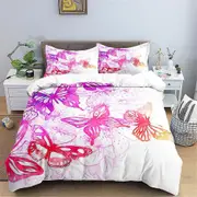 v3303 Bed Sheets Super Bed Doona Duvet Cover Set Butterflies Bed Sheets IU3303