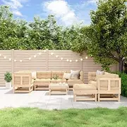 10 Piece Garden Lounge Set with Cushions Solid Wood, Furniture Sets, Patio Furniture