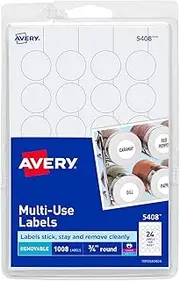 Avery Removable Print or Write Labels for Laser and Inkjet Printers, 0.75 Inches, Round, Pack of 1008 (5408), White