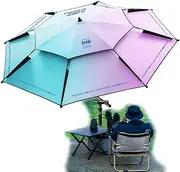 THBSHZMZR 8' Windproof Beach Umbrella For Sand, Outdoor Fishing Umbrella With Sand Anchor & Tilt Mechanism, UPF 50+ Sunshade Parasol, Blue-pink