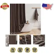 72x84 Extra Long Boho Rustic Chic Shower Curtain with Tassels & Hooks - Brown