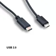 Kentek 3' USB 2.0 Micro B to Type C Cable Data Sync Charge Laptop PC Tablet BLK