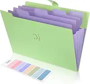 SKYDUE Letter A4 Paper Expanding File Folder Pockets Accordion Document Organizer (Green)