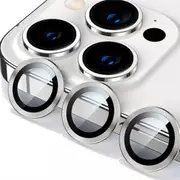 2Pack Metal Ring Camera Lens Glass Protector For iPhone 16 Series-Silver
