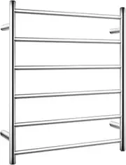 Electric Heated Towel Rack Wall Mounted Towel Rail 6 Bars Round (Chrome)