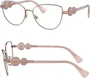 [Versace] VE1284 55mm Non-Polarized Glasses for Women - Rose Gold Cat Eye Metal Frame with Antique Rose Temples, Lightweight & Comfortable Eyeglasses for Prolonged use, eShades Eyewear Kit Included