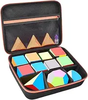 Case for 12+Speed Cubes Storage for Retro Brain Teaser Fidget Toy. Carrying Storage Holder with Mesh Pocket Fits for Cube Stand/Tutorial (Box Only) - Black