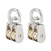Lifting Crane Swivel Hook Pulley Block Hanging Wire Towing Double Wheel 2pcs