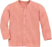 [Disana] Honeycomb Knit Jacket Children's Summer Jacket 100% Organic Merino Wool Spring Summer Autumn Button Placket Baby Toddler Child Unisex Made in Germany GOTS IVN Certified, Soft Pink, 86-92