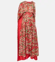 [Markarian] Markarian Caped silk midi dress AU 12 red