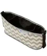 Keep Me Cosy™ Pram & Stroller Organiser, Cup Holder Caddy Bag - Grey Chevron