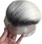 Herren Perücken Indian Human Hair Wig Men Toupee Lace and Pu Base Lace Front Hair Systems 8×10" Male Hair Prosthesis Color Straight Hair Pieces for Men Perücke Herren