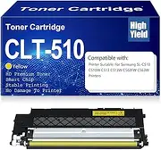 High Yield CLT-510 (CMYK) Toner Cartridges CLT510 Black Yellow Magenta Cyan Toner with Chip Compatible for Samsung SL-C510 C510W C513 C513W C563FW C563W Printers,Yellow-CLT 510