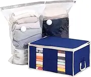 Astro 623-46 Clothes Compression Bag with Storage Case, Gusset, Large Storage, Compression Box, No Vacuum Needed, Hand Wound, Futon Compression Bag, Dividers, Changing Clothes, Closet, Travel, Navy