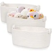 5 Piece Rectangular Storage Basket Set - Natural Cotton Woven Basket for Organizing! Montessori Small Baskets