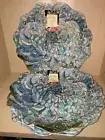 NEW Nicole Miller MELAMINE Blue Peony Hydrangea Floral Salad Side Plates SET 4