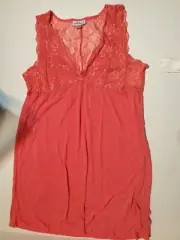 Jaclyn Smith Women's Nightgown Size S,M,L Orange Sleeveless Lacey Sleep New