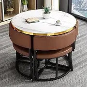 Exquisite Modern Dining Table and Chair Set for Office Reception Room Club and Home Living Room Kitchen Leisure Table Set for Bar Balcony Bedroom Library and Billiard Hall (Brown)