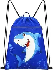 [Luchike] Drawstring Backpack for Kids - Girls Dance Bag,Sport Gym Beach Swim Travel Daypack With Two Water Bottle Holder