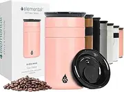 Elemental Artisan Insulated Tumbler, Triple Wall Coffee Travel Tumbler, Reusable Stainless Steel with Ceramic Lid, Thermal Coffee Cup for Hot (6 Hrs) & Cold (18 Hrs), 12oz - Gloss Rose