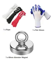 Magnet Fishing Kit-Super Strong 300lb magnet + 20m rope + gloves (free shipping)