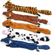 Dog Squeaky Toys Pet Crinkle Toy No Stuffing Animals Plush, Dog Large 5 Pack