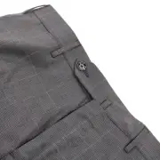 PT01 NWT Flat Front Dress Pants Size 50 34 US Light Gray Plaid 100% Wool