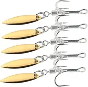 5pcs Fishing Hooks Fishing Spoons Treble Hooks Willow Replacement Spinner Fishing Hook Set for Bass Trout Saltwater Freshwater Fishing