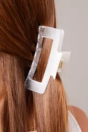 White 2 Pack Claw Clips - Size ONE, Women's Hair Accessory