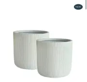 ZAGG SMALL PLANTERS SET OF TWO WHITE By Florabelle Living