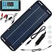 Solar Panel Kit 12V Trickle Car Battery Charger, IP65 Waterproof Solar Trickle Charger, Portable Monocrystalline Solar Powered Battery Charger with Voltage Regulator for Car RV Boat Motorcycle