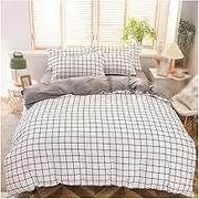 Queen & King Bedding Comforter Set - Super Soft Polyester Fabric, Dual-Color Design, Hidden Zipper & Deep Pocket Sheets, Ideal for Bedroom & Guest Room(White,200x230cm 4pcs)