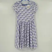 Dot Dot Smile Girl's Cap Dress 3-4 NWT White/Purple Geometric Shape Print