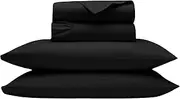 Real 1000 Thread Count, 100% Organic Cotton Sheet Set [4 PC- Queen-XL Size, Black Color] Bedsheet Sets, Fit Extra DEEP 28" Deep Pockets