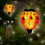 Solar Wind Chimes Outdoor Waterproof, Hot Air Balloon Outdoor Clearance with Flickering Flame, Hanging Cardinal Solar Lantern for Outside Garden Patio Yard Party, Gifts for Birthday Mom Women