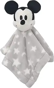 Lambs & Ivy Disney Baby Mickey Mouse Gray Stars Security Blanket/Lovey