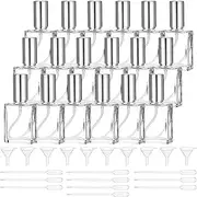 MAQUITA 18 Pack Clear Glass Fine Mist Atomizer Spray Bottles, 15ml Refillable Mini Perfume Bottle, Empty Glass Perfume Atomizer Bottle Fragrance Bottles with Droppers and Funnels