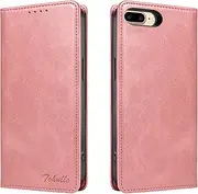 iPhone 6 Plus Case, iPhone 6S Plus Case, Premium PU Leather Wallet Case with Card Holder Kickstand Built-in Magnetic Closure Flip Folio Phone Cover for iPhone 6 Plus/6S Plus - Rose Gold